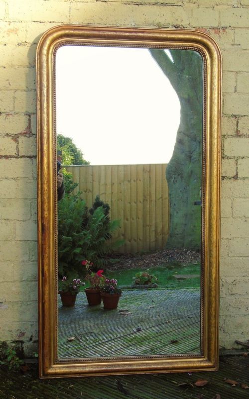 fig 1. Antique French Arched Gilded Mirror Unusual Size