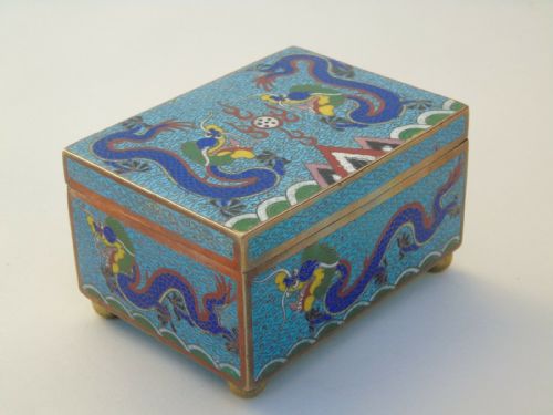 Antique Chinese Lidded Cloisonne Dragon Box