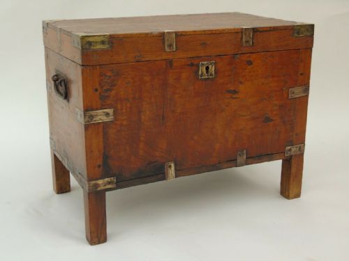 Neat Brass Bound Hardwood Campaign Chest