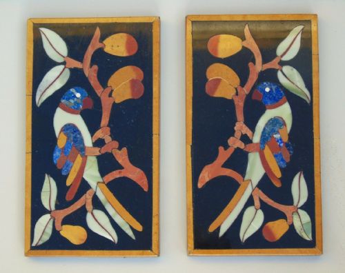 Pair of Pietra Dura Panels with Parrots