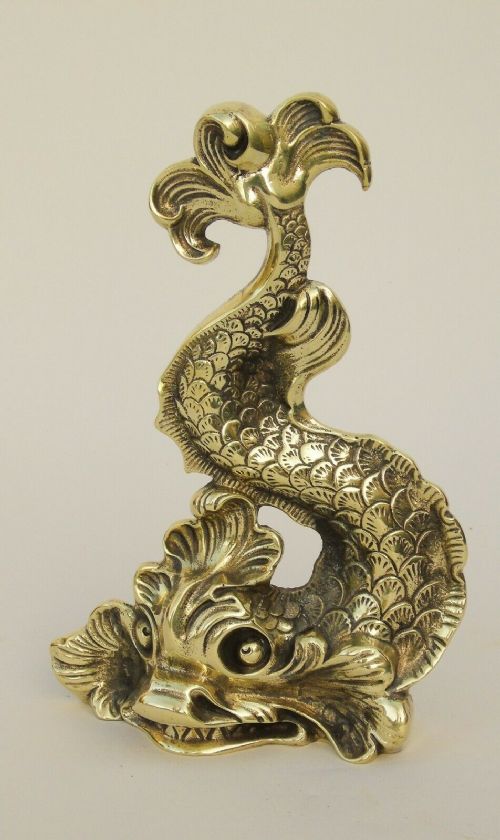 Quality Victorian Brass Dolphin Doorstop