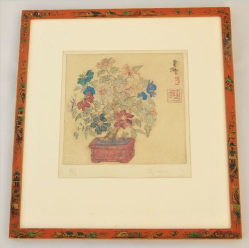 Elyse Ashe Lord Coloured Drypoint Etching Signed
