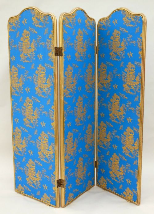 Antique Gilt Wood Three Fold Chinoiserie Screen