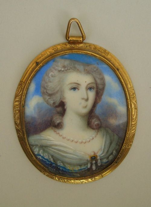 19th Century Gilt Frame Miniature Portrait Painting