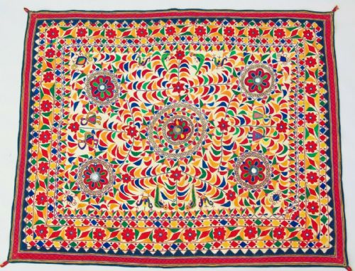 Large Early 20th Century Indian Embroidery Wedding Wall Hanging