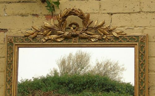 fig 1. Elegant Antique French Gilt Mirror Regency Wreath Crest