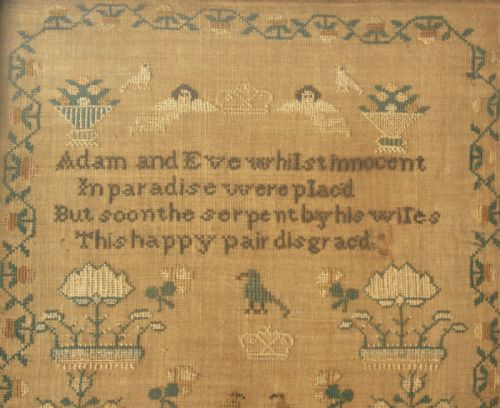 fig 1. Georgian Sampler Adam & Eve Elizabeth Whittaker 1808