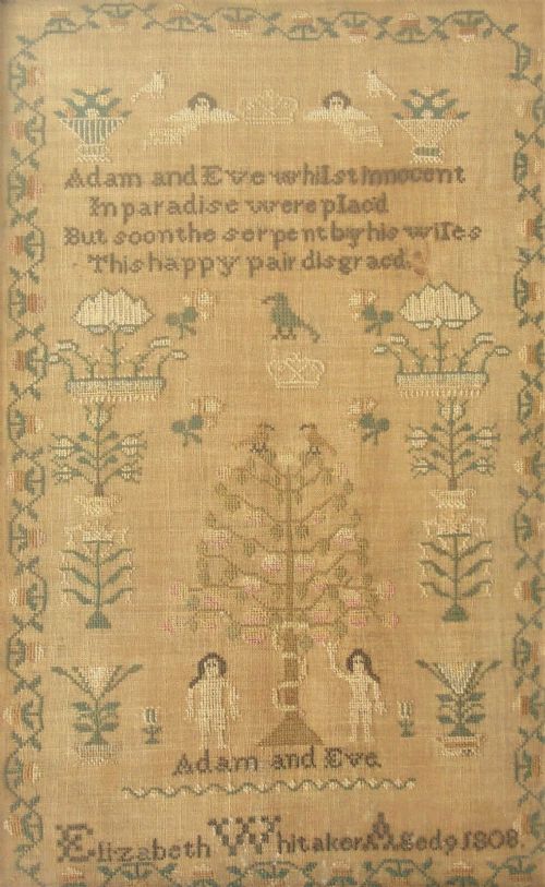 fig 2. Georgian Sampler Adam & Eve Elizabeth Whittaker 1808