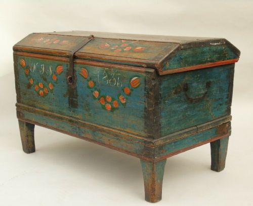 fig 1. Antique Painted Swedish Wedding Chest 1836