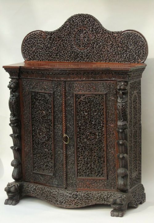 Fabulous Antique Bombay Rosewood Cabinet