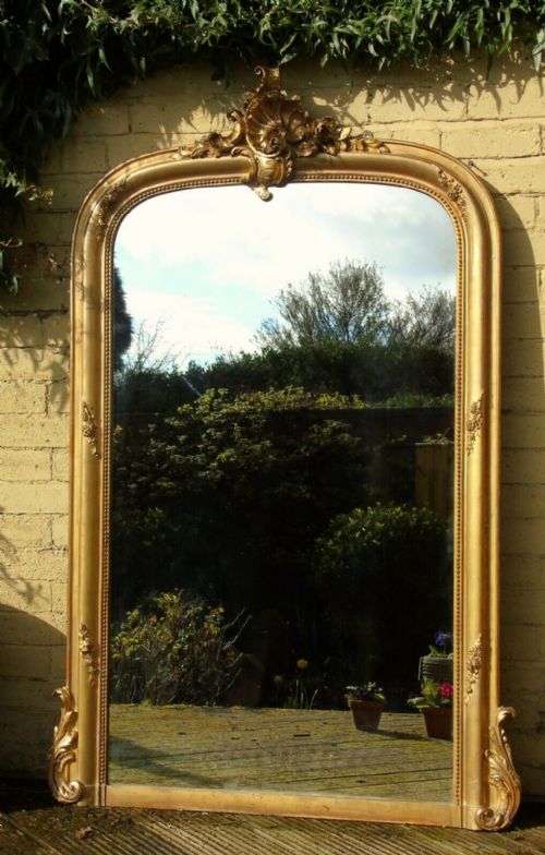 Large Antique Gilt and Gesso Overmantel