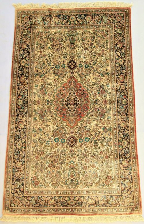 Antique Kashmir Silk Carpet