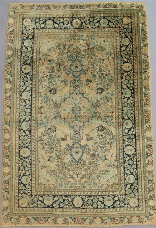 Antique Kashmir Silk Carpet