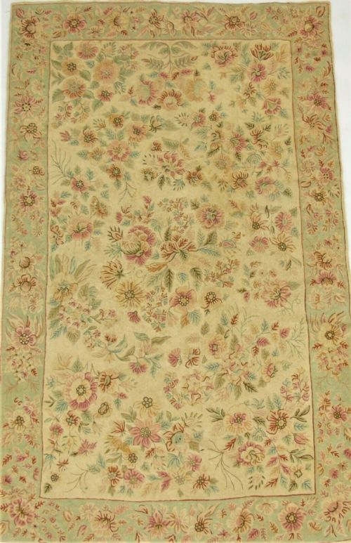 Antique Kashmir Chain Stitch Rug Carpet
