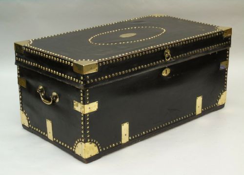 Georgian Studded Leather & Camphorwood Chest