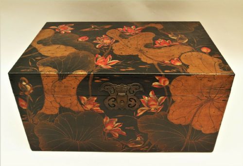 Pretty Japanese Lacquered Hand Painted Chest