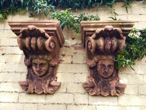 Good Large Pair of 19th Century Terracotta Corbels