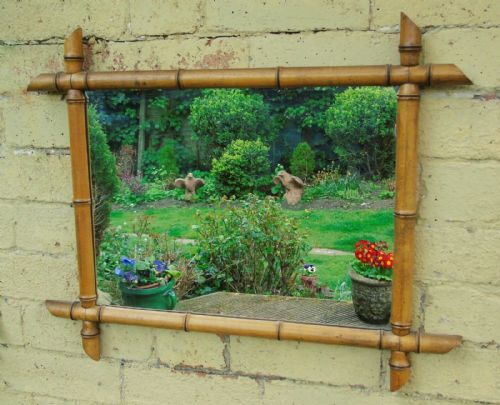 Neat Victorian Faux Bamboo Cruciform Mirror