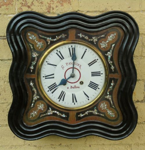 Antique French Vineyard Wall Clock Mother of Pearl