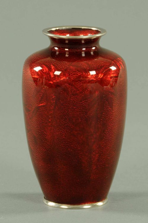Japanese Akasuke Ginbari Cloisonne Vase Meiji