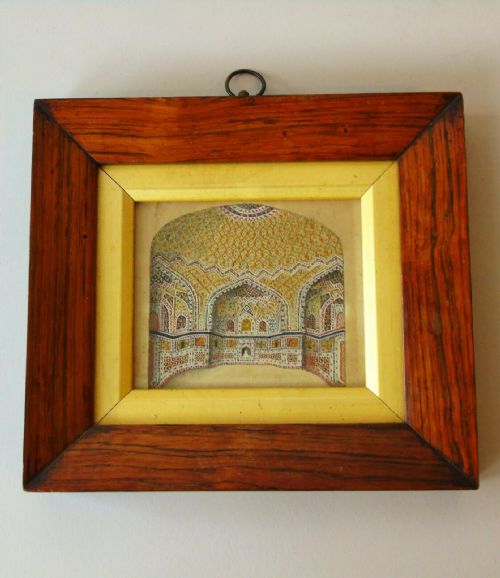 Antique Miniature Painting in Gouache Indian School Tomb of Akbar