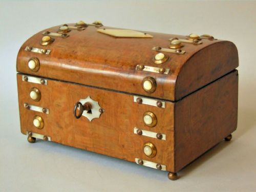 19th Century Figured Walnut French Dome Top Jewellery Box