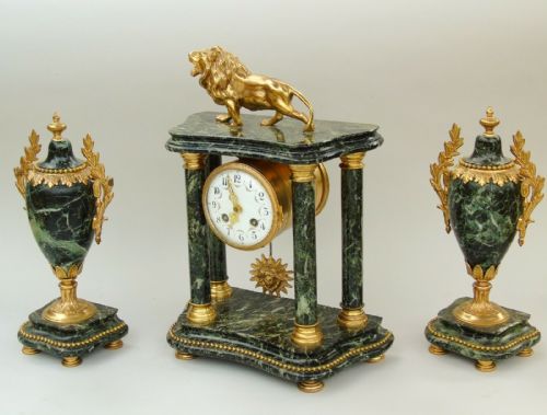 fig 1. French Marble and Ormolu Clock Garniture