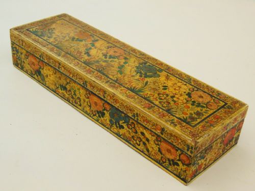 Antique Kashmir Papier Mache Long Box