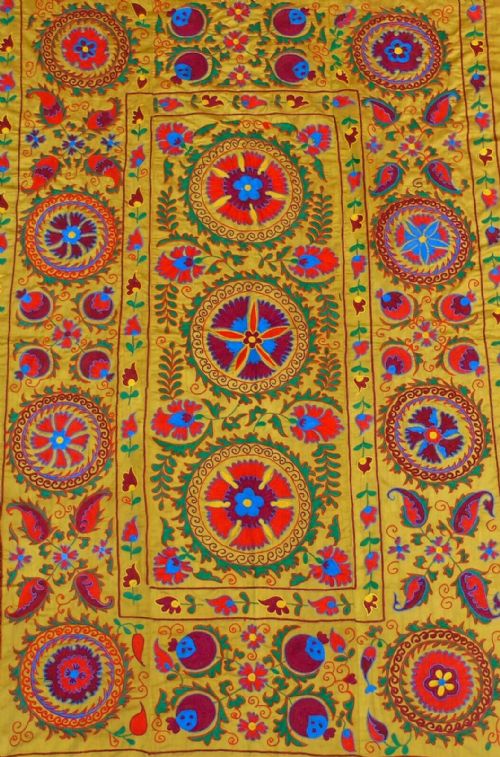 Fabulous Large Suzani Wall Hanging Tapestry Embroidery