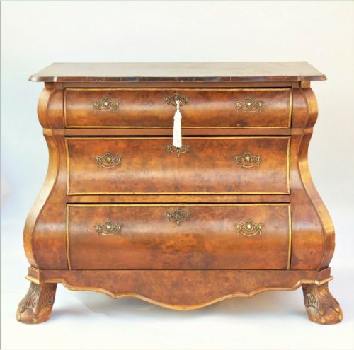 18th Century Dutch Bombe Burr Walnut Chest Superb Shape