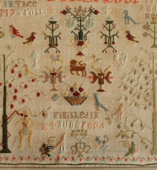 Adam & Eve Sampler 1893 19th Century