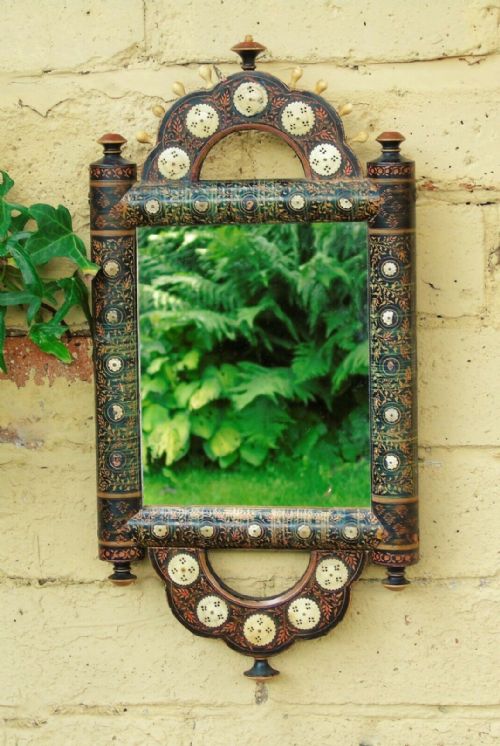 Antique Hand Painted Indian Mirror