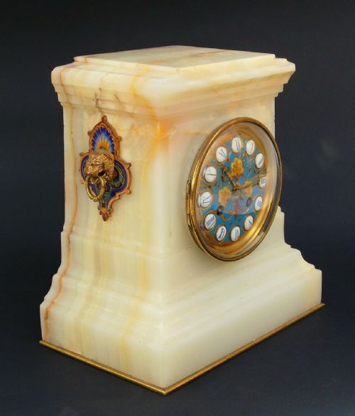 Antique Onyx and Champleve Mantel Clock