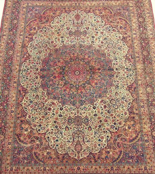 Fine Signed Antique Khorassan Carpet Room Size