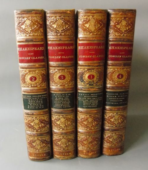 Works of Shakespeare Set of Four Leather Volumes Cowden Clark