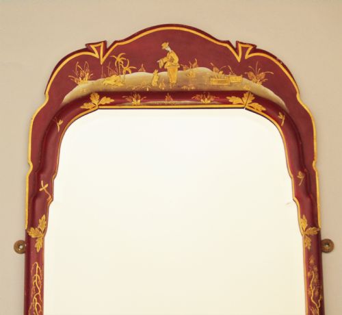 fig 1. Antique Red Lacquer Chinoiserie Mirror