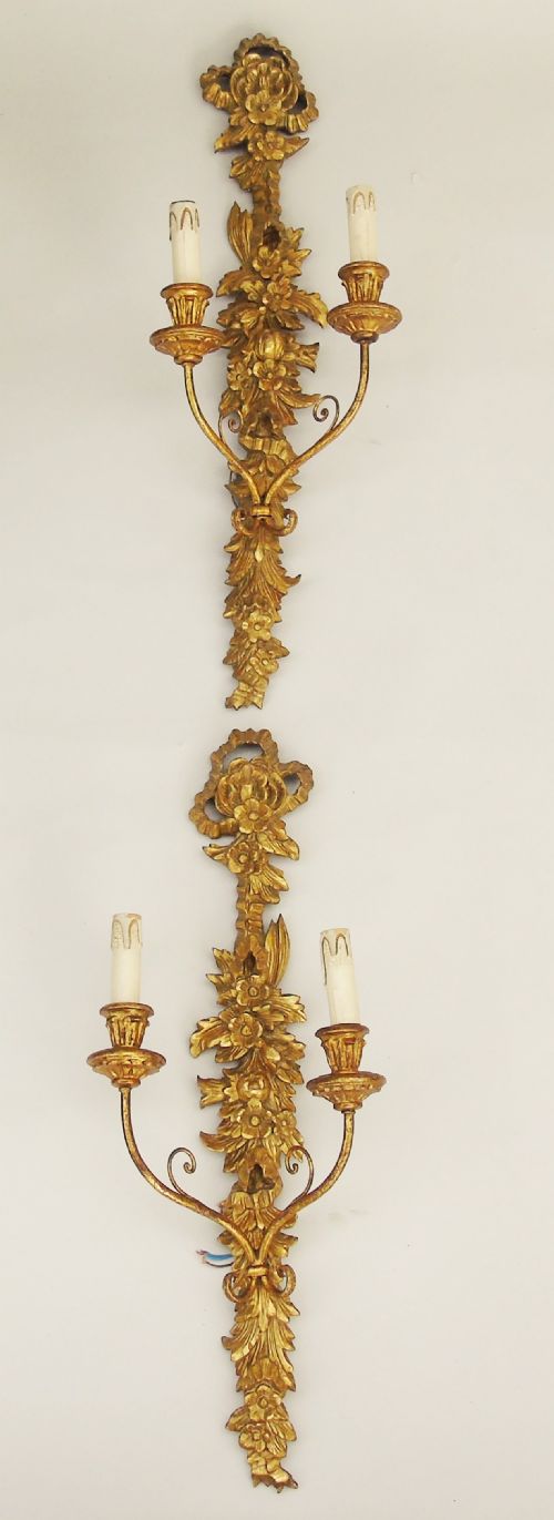 Antique Pair of Giltwood Wall Sconces French