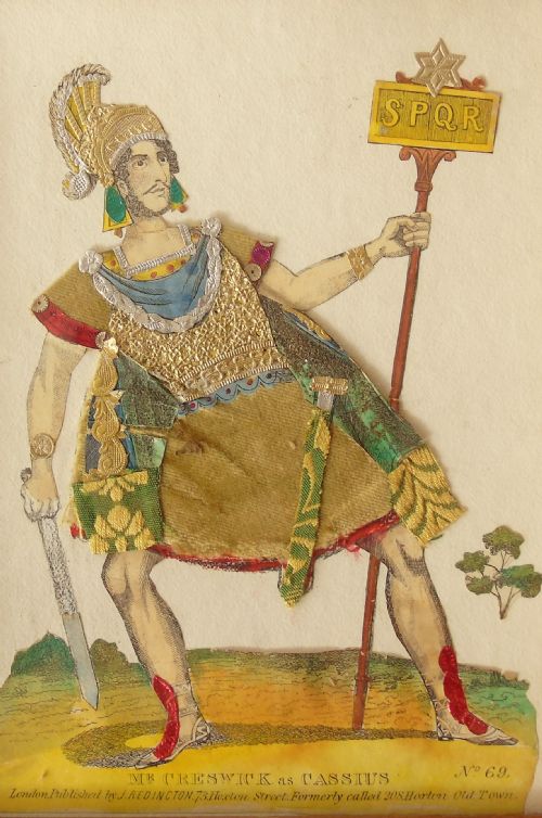 fig 1. Antique Tinsel Picture Mr Creswick as Cassius