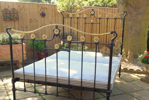fig 1. Beautiful Brass & Cast Iron Double Bed Art Nouveau