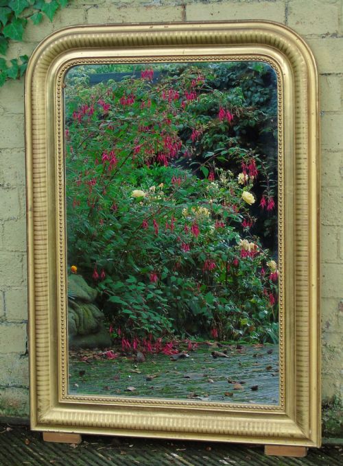 Pretty French Arched Gilt Mirror Neat Proportions
