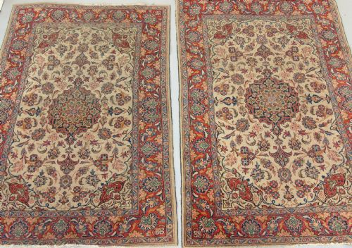 Pair of Antique Kashan Prayer Rugs