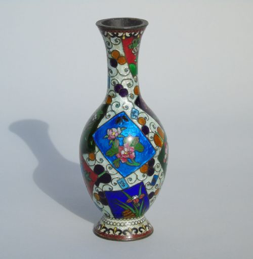 Antique Japanese Ginbari Enamel Vase