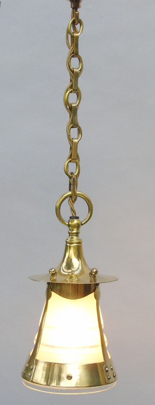 Antique Brass Arts & Crafts Hanging Light