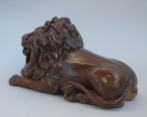 fig 1. Antique Carved Oak Lion of Lucerne