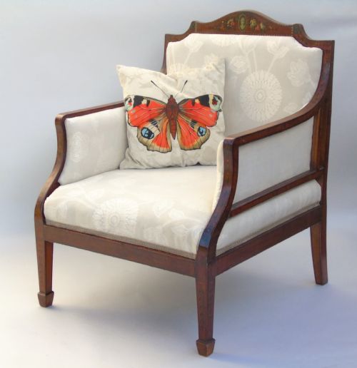 Elegant Upholstered Regency Bergere Armchair