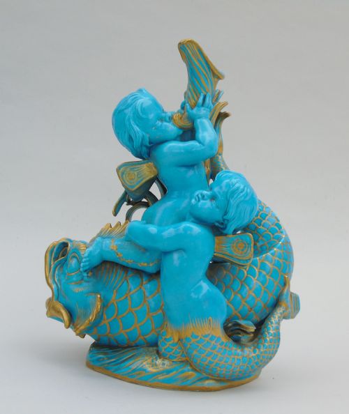 Antique Sevres Style Porcelain Cherub Centrepiece