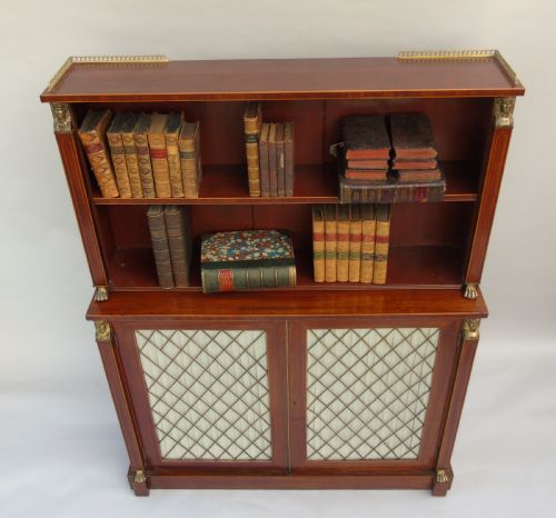 fig 1. Elegant Regency Mahogany Inlaid Bookcase Cabinet