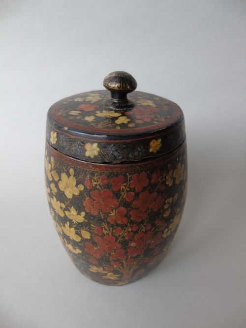 Antique Kashmir Papier Mache Lidded Jar