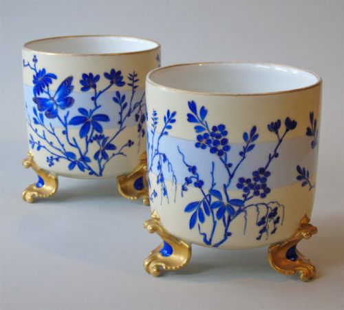 Antique Pair of Aesthetic Porcelain Jardiniere
