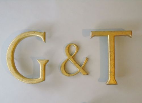 Antique Gilt Wood Letters 'G & T'